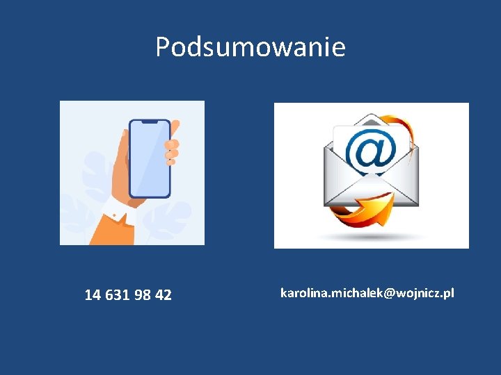 Podsumowanie 14 631 98 42 karolina. michalek@wojnicz. pl 