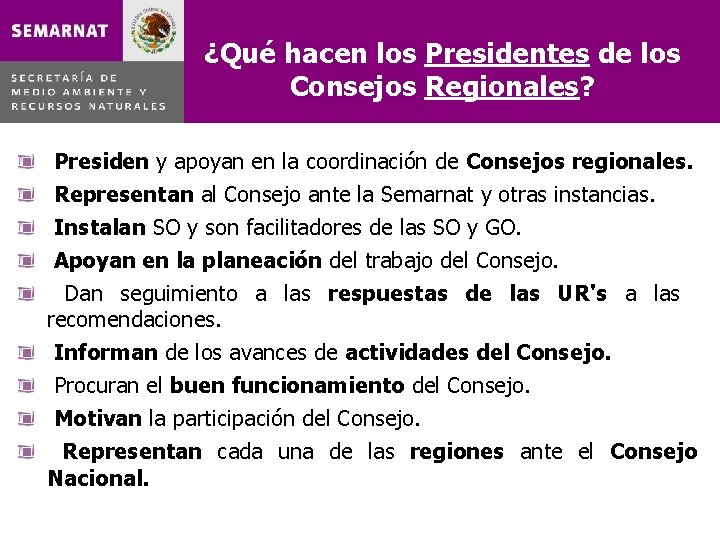 ¿Qué hacen los Presidentes de los Consejos Regionales? Presiden y apoyan en la coordinación