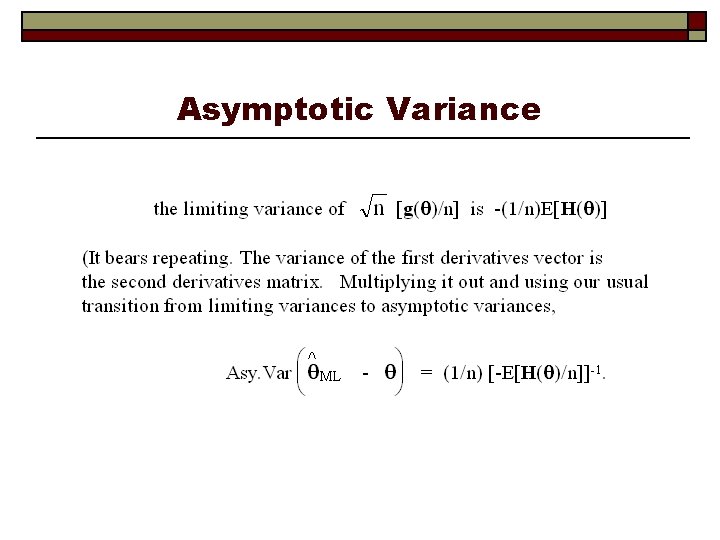 Asymptotic Variance 