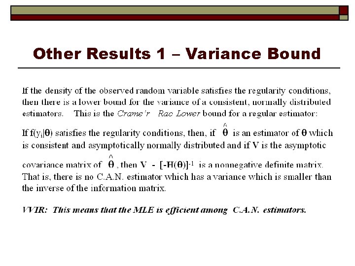 Other Results 1 – Variance Bound 