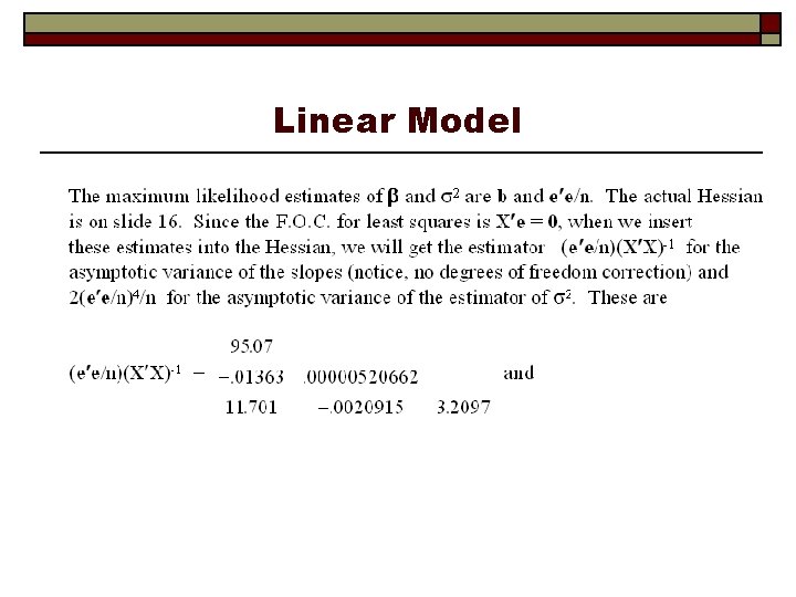 Linear Model 