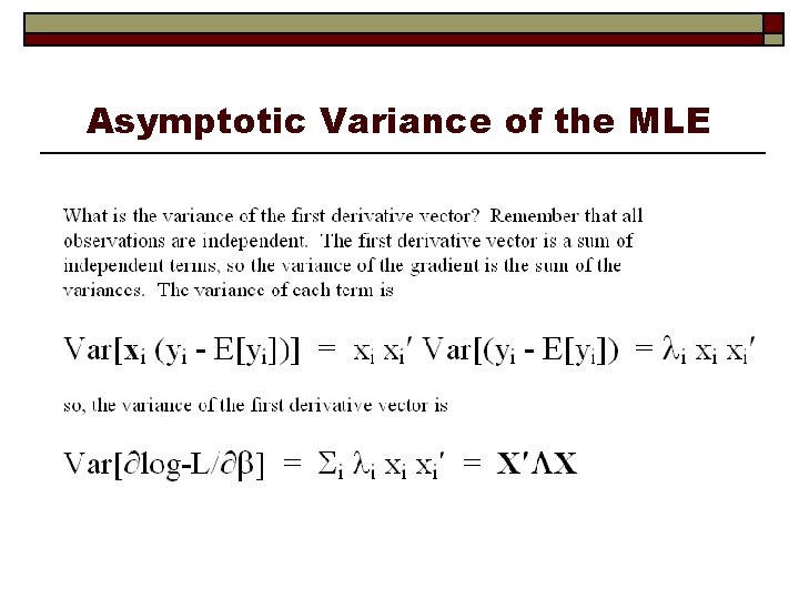 Asymptotic Variance of the MLE 