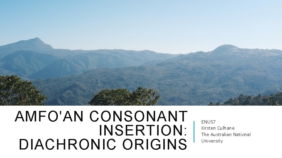 AMFO'AN CONSONANT INSERTION: DIACHRONIC ORIGINS ENUS 7 Kirsten Culhane The Australian National University 