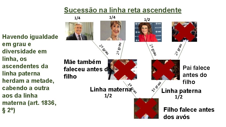 Sucessão na linha reta ascendente 1/4 au gr gr 2º g u 1º Pai