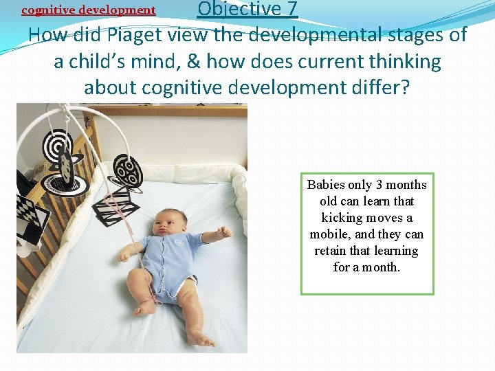 Objective 7 How did Piaget view the developmental stages of a child’s mind, &