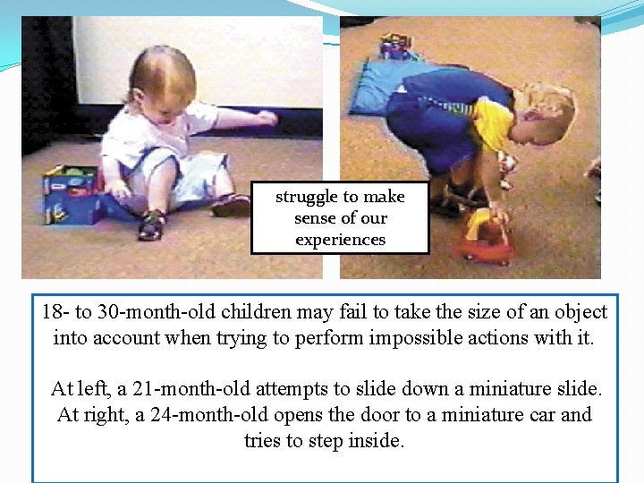 struggle to make sense of our experiences 18 - to 30 -month-old children may