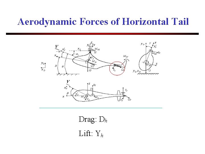 Aerodynamic Forces of Horizontal Tail V V Drag: Dh Lift: Yh 