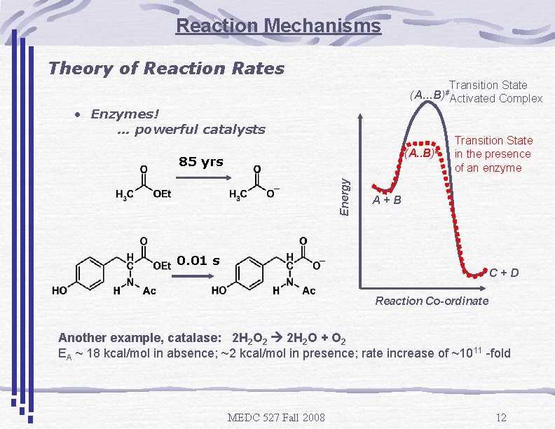 Reaction Mechanisms Theory of Reaction Rates (A…B)# • Enzymes! … powerful catalysts (A. .