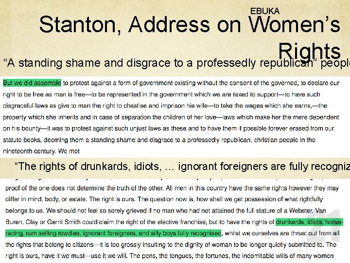 EBUKA Stanton, Address on Women’s Rights “A standing shame and disgrace to a professedly