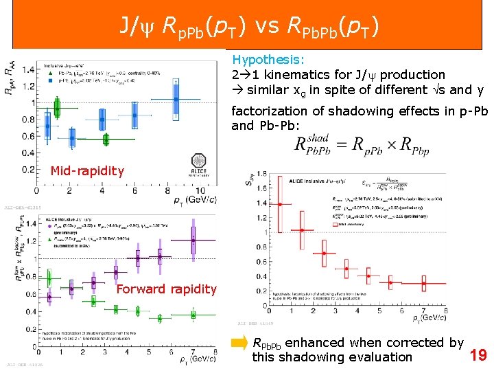 J/ Rp. Pb(p. T) vs RPb. Pb(p. T) Hypothesis: 2 1 kinematics for J/