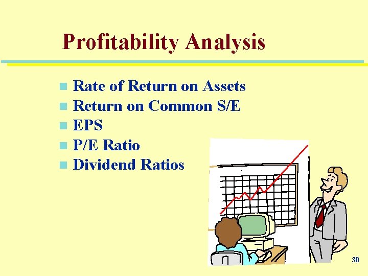 Profitability Analysis Rate of Return on Assets n Return on Common S/E n EPS