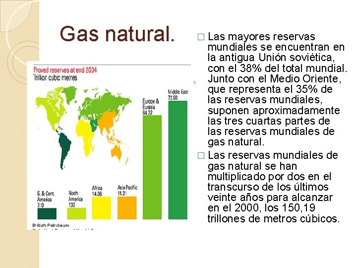 Gas natural. � Las mayores reservas mundiales se encuentran en la antigua Unión soviética,