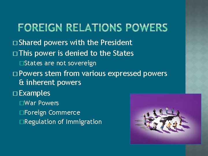 � Shared powers with the President � This power is denied to the States