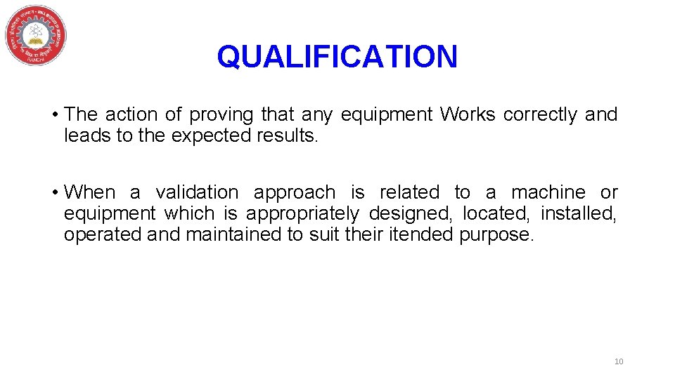 Qualification of Hot Air Oven PART I Department