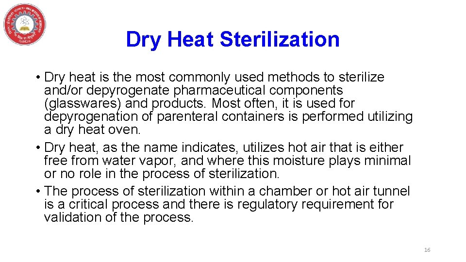 Qualification of Hot Air Oven PART I Department