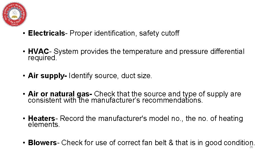 Qualification of Hot Air Oven PART I Department