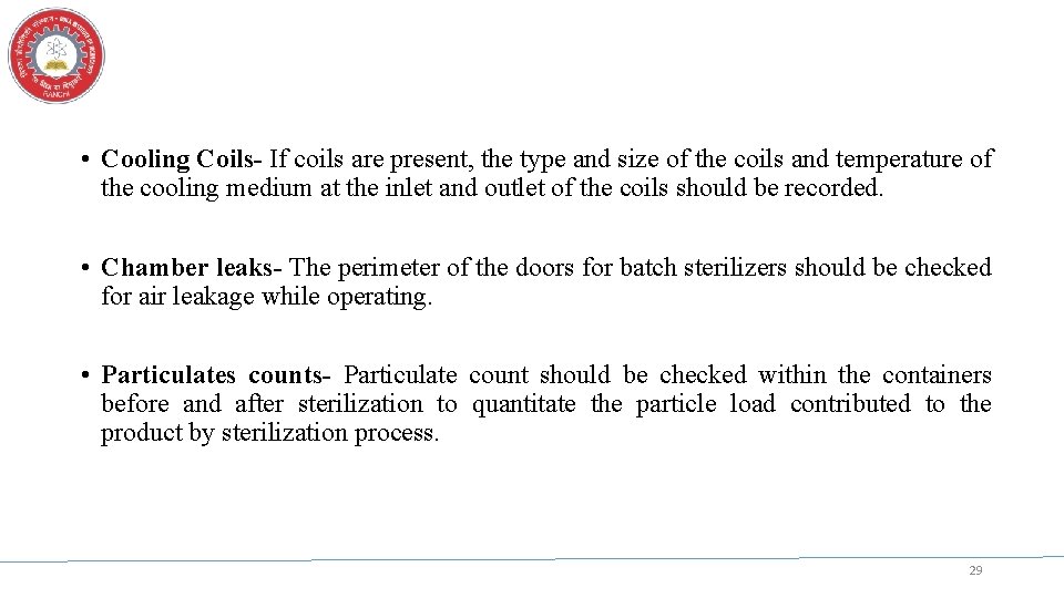 Qualification of Hot Air Oven PART I Department