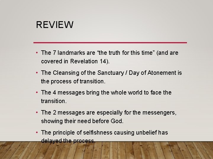 REVIEW • The 7 landmarks are “the truth for this time” (and are covered