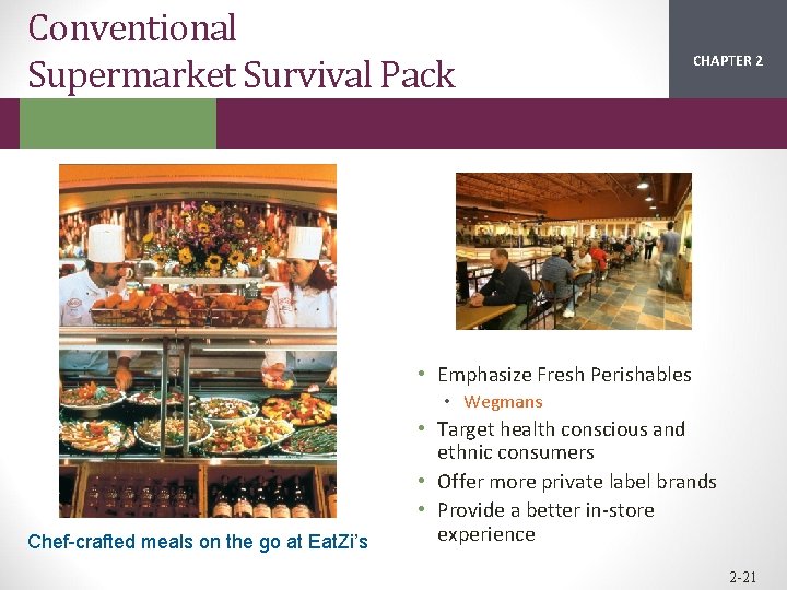 Conventional Supermarket Survival Pack CHAPTER 2 1 • Emphasize Fresh Perishables • Wegmans Chef-crafted