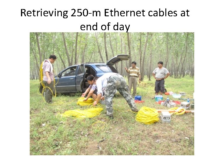 Retrieving 250 -m Ethernet cables at end of day 