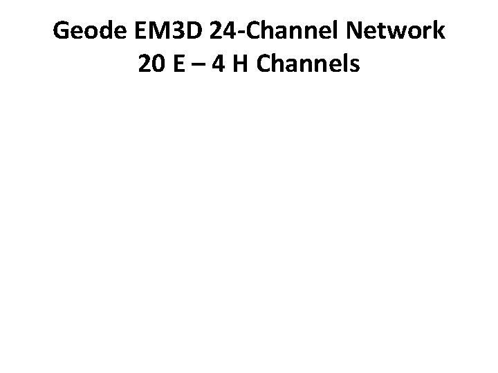 Geode EM 3 D 24 -Channel Network 20 E – 4 H Channels 