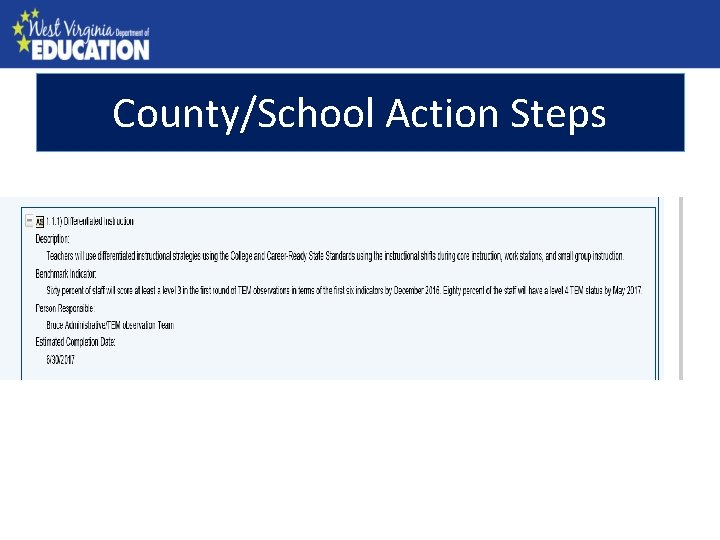 County/School Action County Needs Assessment Steps 