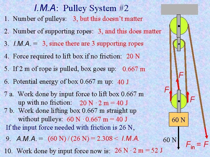 I. M. A: Pulley System #2 1. Number of pulleys: 3, but this doesn’t