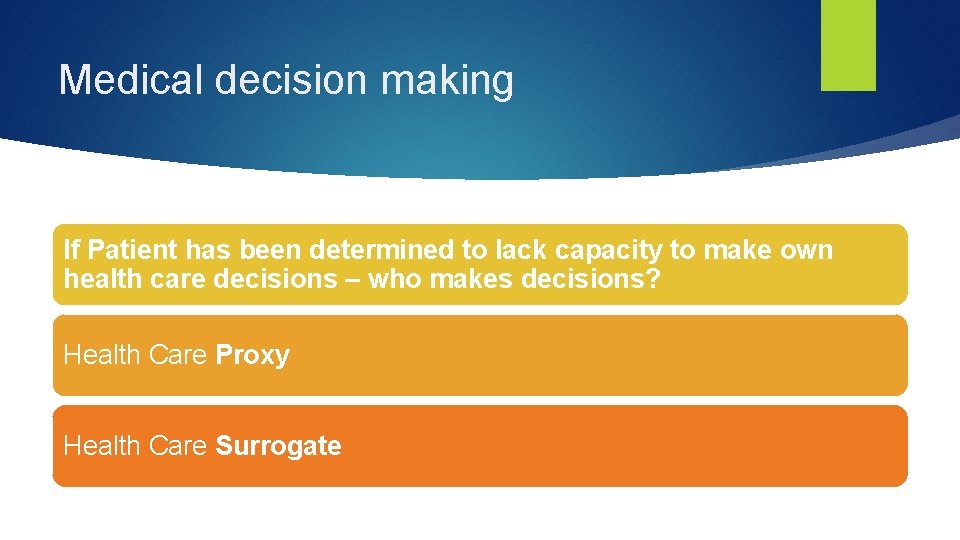 Medical decision making If Patient has been determined to lack capacity to make own