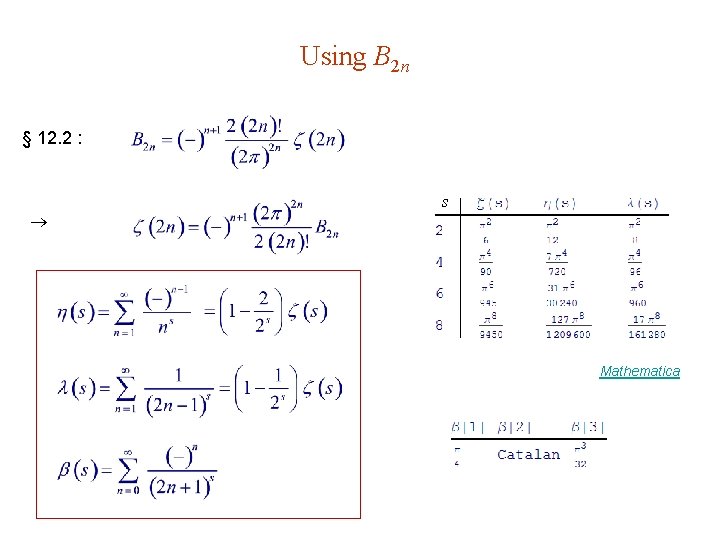 Using B 2 n § 12. 2 : s Mathematica 