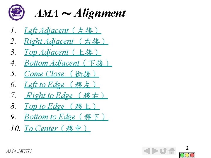 AMA ～ Alignment 1. 2. 3. 4. 5. 6. 7. 8. 9. 10. Left
