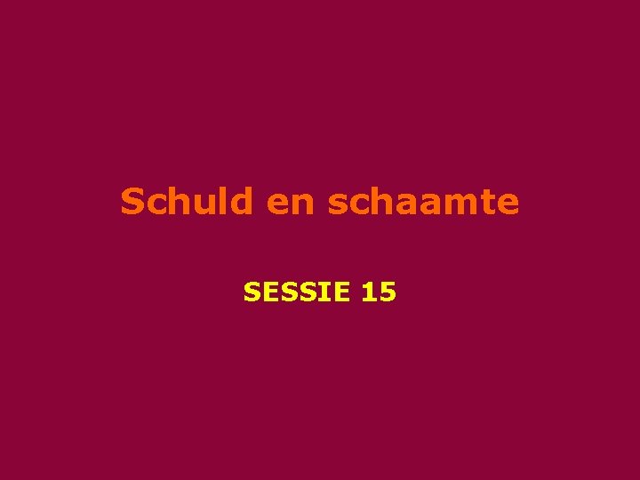 Schuld en schaamte SESSIE 15 