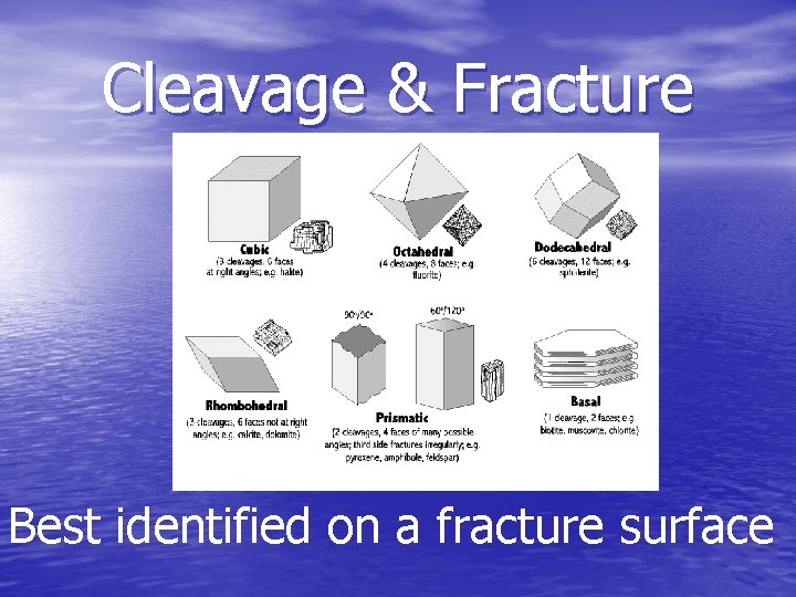 Cleavage & Fracture Best identified on a fracture surface 