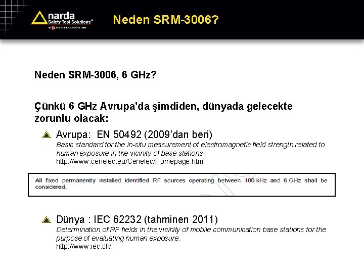 Neden SRM-3006? Neden SRM-3006, 6 GHz? Çünkü 6 GHz Avrupa’da şimdiden, dünyada gelecekte zorunlu