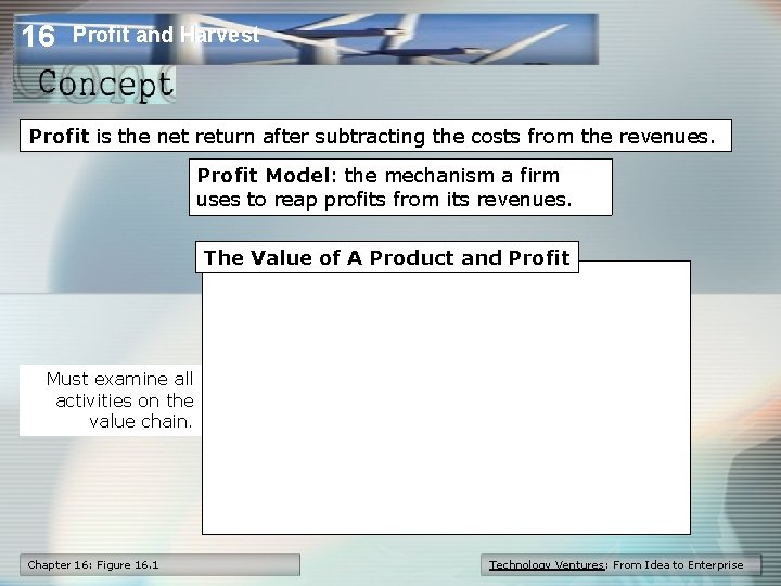 16 Profit and Harvest Profit is the net return after subtracting the costs from