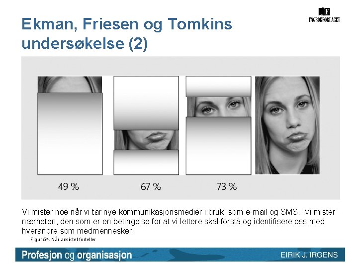 Ekman, Friesen og Tomkins undersøkelse (2) Vi mister noe når vi tar nye kommunikasjonsmedier