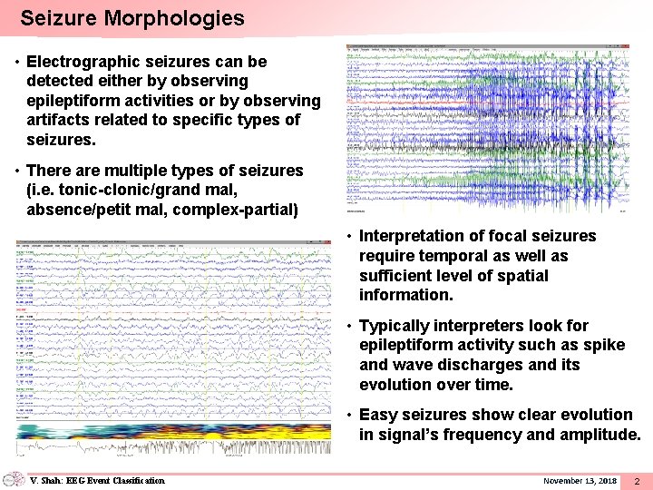 Seizure Morphologies • Electrographic seizures can be detected either by observing epileptiform activities or