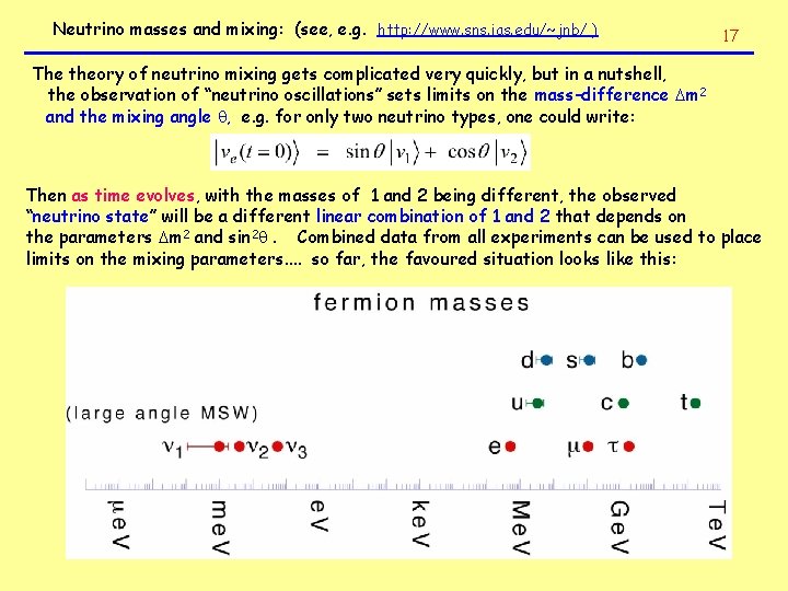 Neutrino masses and mixing: (see, e. g. http: //www. sns. ias. edu/~jnb/ ) 17