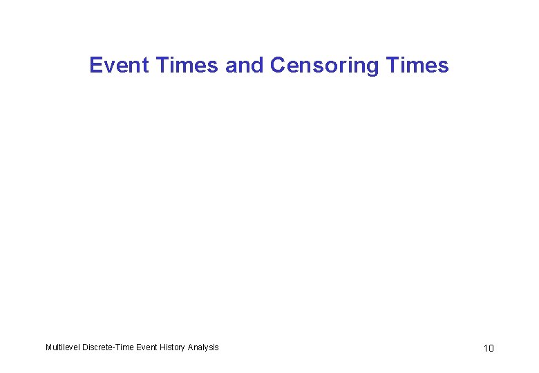 Event Times and Censoring Times Multilevel Discrete-Time Event History Analysis 10 