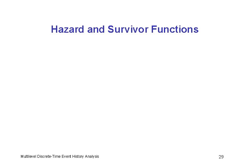 Hazard and Survivor Functions Multilevel Discrete-Time Event History Analysis 29 