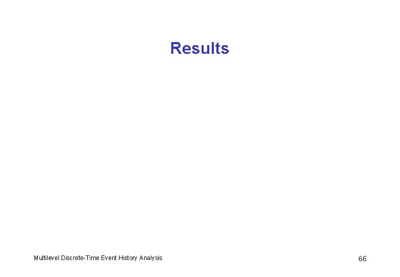 Results Multilevel Discrete-Time Event History Analysis 66 