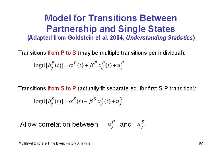 Model for Transitions Between Partnership and Single States (Adapted from Goldstein et al. 2004,