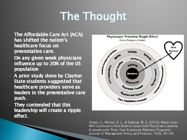 The Thought • • The Affordable Care Act (ACA) has shifted the nation’s healthcare The Thought • • The Affordable Care Act (ACA) has shifted the nation’s healthcare