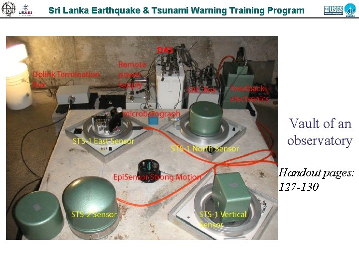 Sri Lanka Earthquake & Tsunami Warning Training Program Vault of an observatory Handout pages: