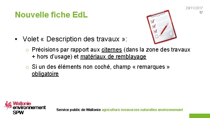 Nouvelle fiche Ed. L 29/11/2017 17 • Volet « Description des travaux » :