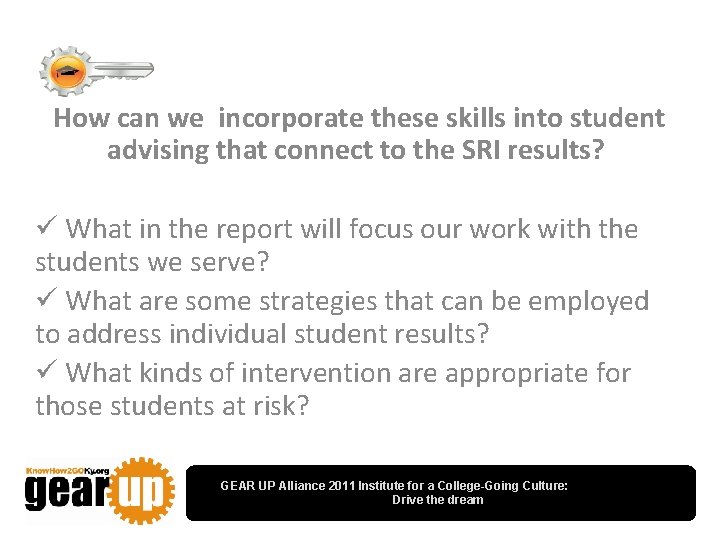 How can we incorporate these skills into student advising that connect to the SRI