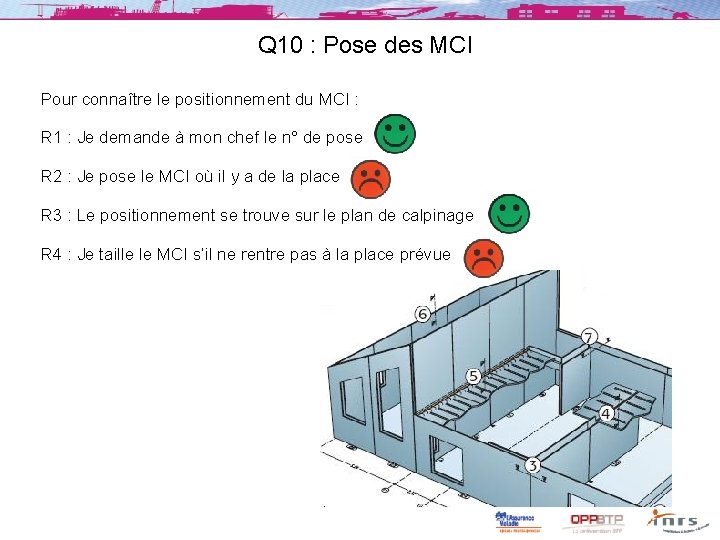 Q 10 : Pose des MCI Pour connaître le positionnement du MCI : R