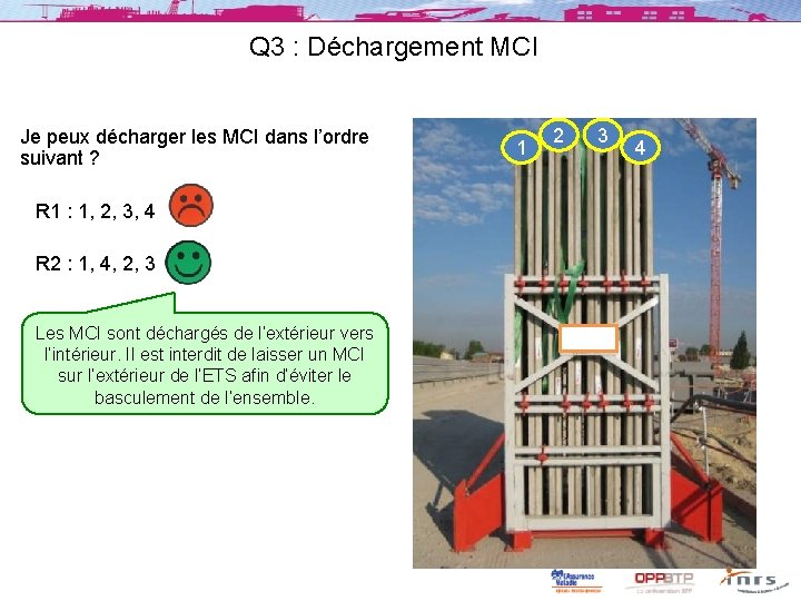 Q 3 : Déchargement MCI Je peux décharger les MCI dans l’ordre suivant ?