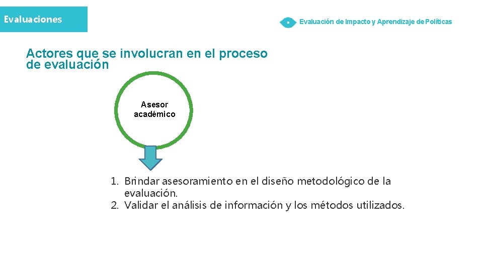 Evaluaciones Evaluación de Impacto y Aprendizaje de Políticas Actores que se involucran en el