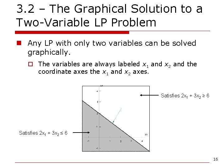 3. 2 – The Graphical Solution to a Two-Variable LP Problem n Any LP