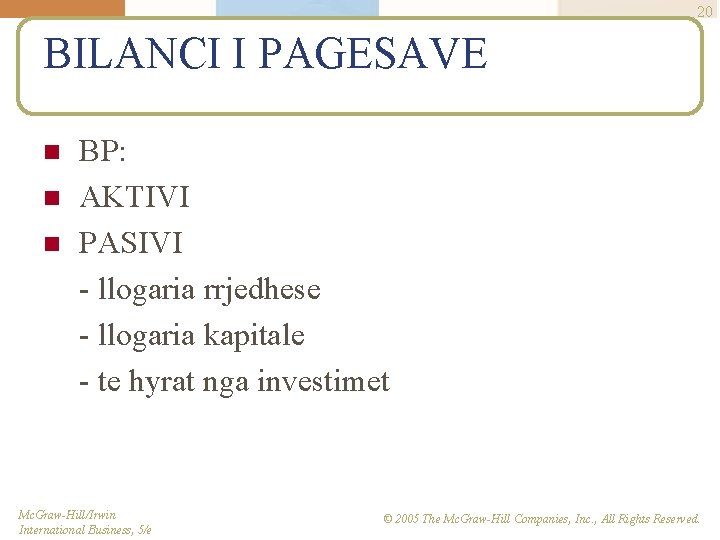 20 BILANCI I PAGESAVE n n n BP: AKTIVI PASIVI - llogaria rrjedhese -